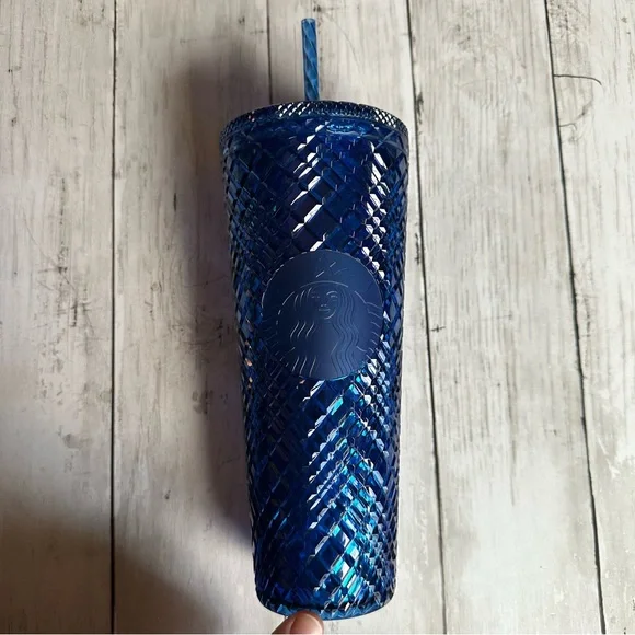 NEW WITH TAGS STARBUCKS TUMBLER CUP 24 OZ BLUE JEWELED COLOR